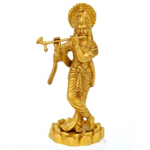 Lord Krishna Brassware Statue By Aakrati