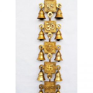 Decorative religious brass metal hanging bell with 11 little bells