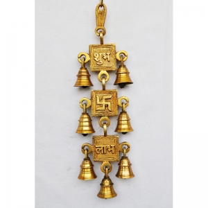 Traditional brass metal temple/Pooja Room hanging bell with 3 little bells