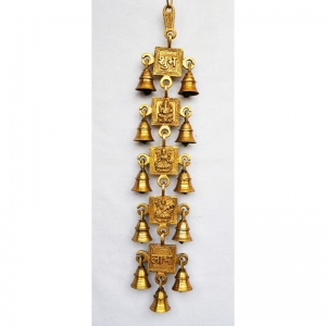 Lord Ganesha brass metal hanging bell with 11 little bells