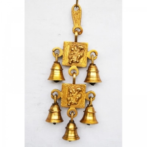 Lord Hanuman brass metal hanging bell with 5 little bells