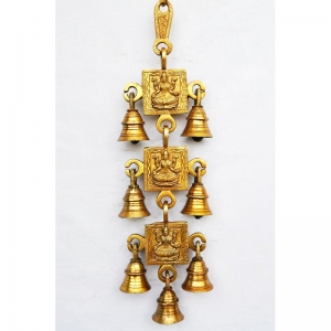 Decorative Brass metal Maa Laxmi hanging bell with 5 little bells
