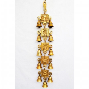 Bells Wind Chime Yellow Finish with religious figures