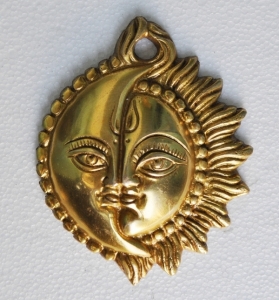 Brass metal handicraft antique finish sun/moon wall decor 