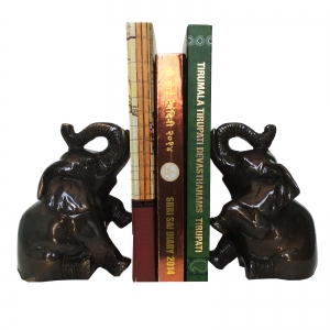 Aakrati Book End of Elephant Figure Brass Made Statue Black