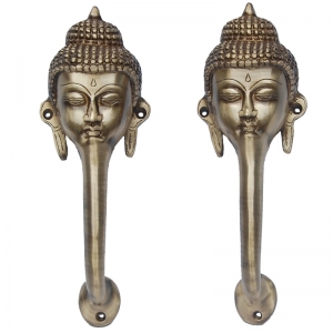 Buddha Face Door Handle of Brass By Aakrati