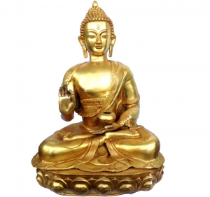 Sitting Buddha on Lotus Base brass made statue 3 feet height