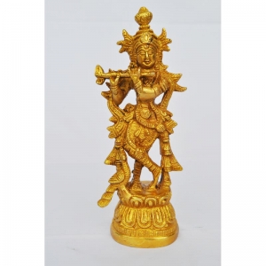 Lord Krishna brass metal adorable statue