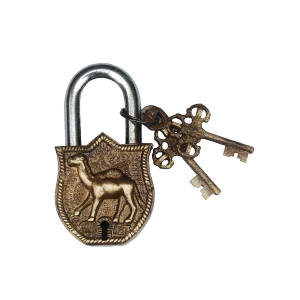 Aakrati Camel Figure Brass Pad Lock For Decor