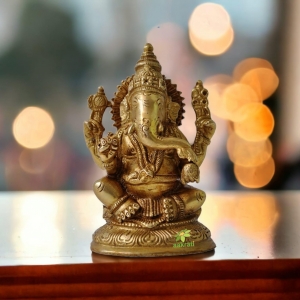 Religious Statue of Lord Ganesha of Brass By Aakrati