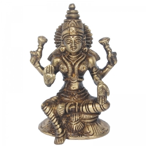 Goddess Lakshmi Brass Statue in Antique Finish By Aakrati