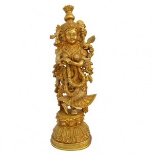 Aakrati Brass Home Decor Metal Brass Staue Of Goddess Radha Ji Yellow