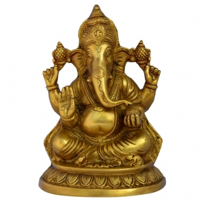 Brass Statue of Lord Ganpati Religious Sculpture for Temple By Aakrati