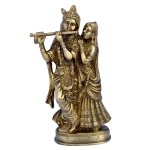 Aakrati Radha Krishna Pair Brass Figure - Best Decorative Articraft Brown