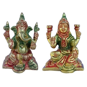 Lakshmi and Ganesha Pair of Brass Metal By Aakrati