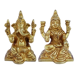 Aakrati-Lakshmi and Ganesha Pair of Brass Metal