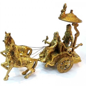 Horse Cart  Arjun Rath Made of Brass Metal For Home Decoration