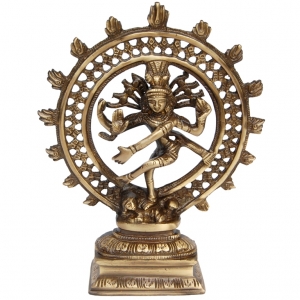 Aakrati Hindu God Shiva (Natraj) Statue of Brass Brown
