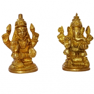 Lakshmi Ganesha Pair made in brass metal by Aakrati
