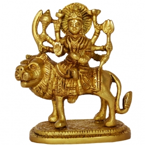Goddess Durga Statue Sitting on Lion