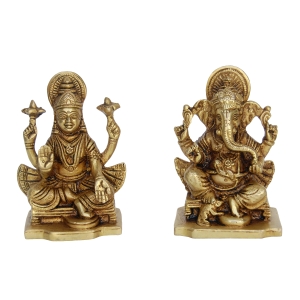 Religious Brass Statue of Laxmi -Ganesha