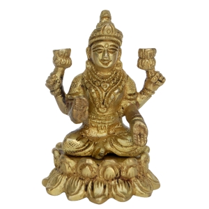 Goddess Laxmi Sitting ON Lotus Barss Statue