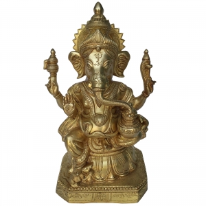 Lord Ganesha with Kalash in Hands Brass Religious Figure