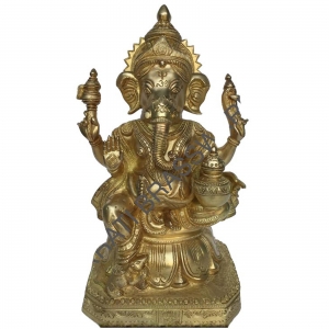 Kalash Ganesha Decorative Brass Carving Statue