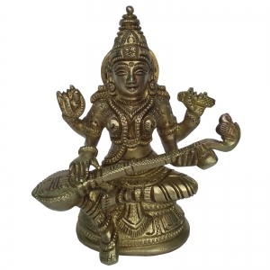 Goddess Saraswati Brass Metal Statue 
