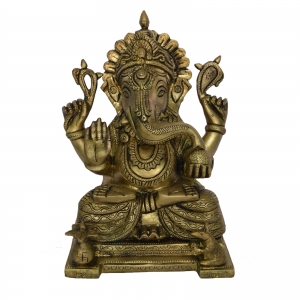 Brass figure of Lord Ganesha Religious Hindu Diety