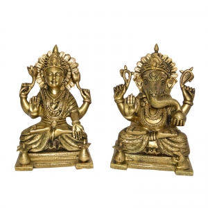 Pair of Laxmi Ganesha Brass Statue 