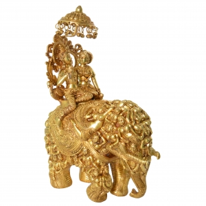 Radha-Krishna Sitting on Elephant Royal Decorative figure Home Decor