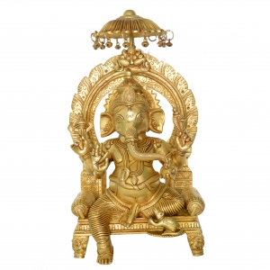 Sitting Ganesha throne Brass Metal Decorative Figure
