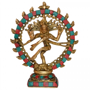 Natraj (Lord Shiva) with Turquoise coral stone work