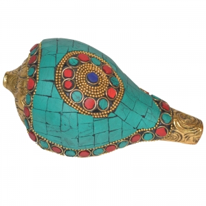 Metal Shankh (Shell) with turquoise work.