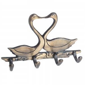 Metal Animal shape two Swan with 4 hooks crafted key holder