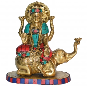 Laxmi Ji Sitting on Elephant metal Murti for worship