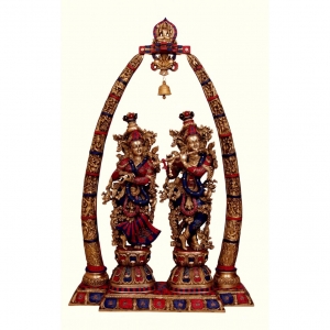 Handicraft Radha Krishna Temple With Carving of Brass
