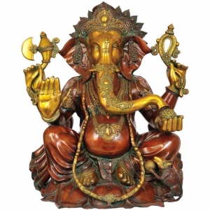 Lord Brass Ganesh Statue Sculpture for Home Temple Decor