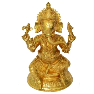 Sitting Lord Ganesha Brass Statue For Decor/Gift
