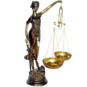 Brass Justice Lady Staue Holding Balance Scale