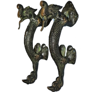 Pair of Dragon Door Handle Made of Brass
