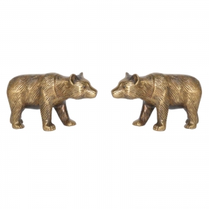 Pair of Handcrafted Metal Animal Statue of Bear made of Brass Decorative showpiece with antique finish statue cum Table Decor