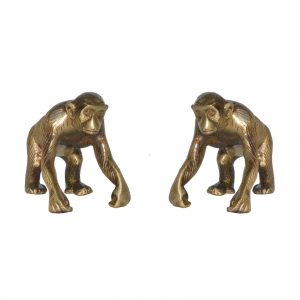 Pair of Decorative Metal Animal Figurine of Gorilla Metal Statue with Antique Finish for Home Decor/ Office Decor /  Table Decor and Gift Item
