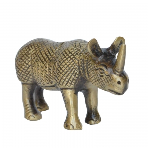 Rhinoceros Statue made of Brass Metal Decorative Animal Figurine Antique finish Sculpture Handcrafted Unique and Rare Showpiece