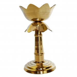 Aakrati Brass Diya, Deepak in Yellow Antique Finish Temple Worship Pooja Item Home Decor Table showpiece Gift - Temple Worship Metal Religious Gift
