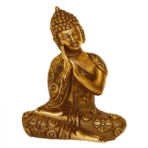 Brass Staue Of Lord Gautam Buddha with Antique Carving Unique For Home Decoration,Temple And Pooja Ornaments