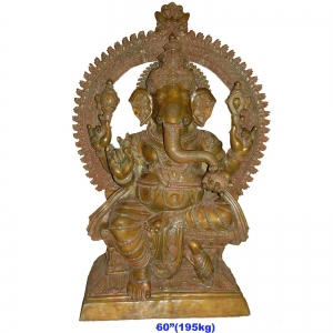 Big Size Lord Ganesha Statue made in Brass - height 6 feet