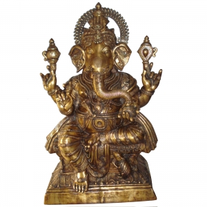 Big size Sitting Lord Ganesha Brass Made Statue by Aakrati 5 feet height
