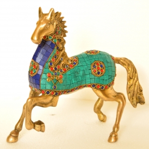 Brass Made Horse Home Decor Stone Work  Sculpture by Aakrati